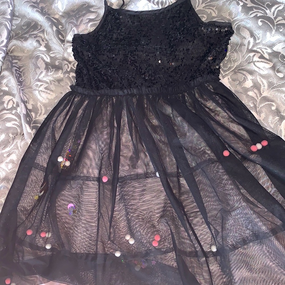 Girls black sequin dress